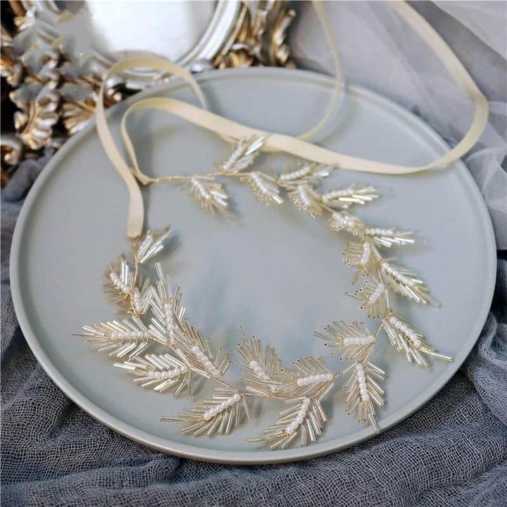 Accesoriu par, modelator, auriu cu perlute, Maglena C2, Pursehuit