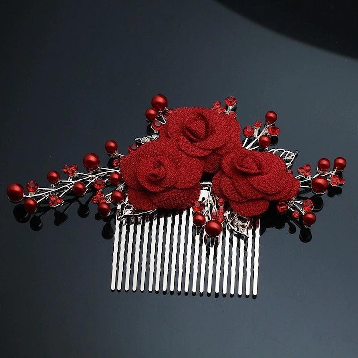 Accesoriu par, auriu, cu flori si margelute, Annalina C4, Pursehuit