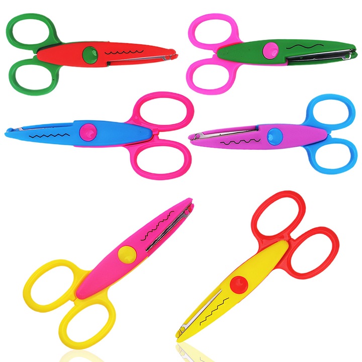 Foarfece decorative Wave Lace Edge, Enforose, set de 6, plastic, culori vibrante