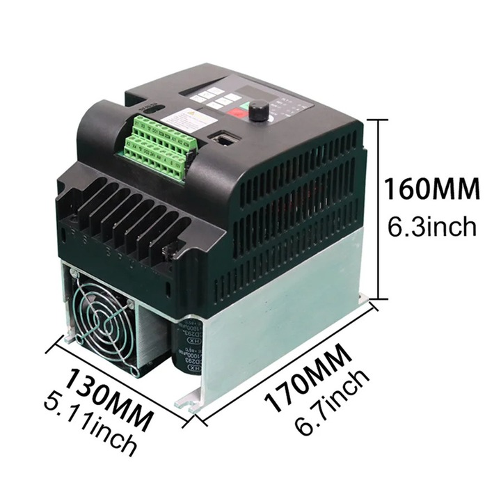 Inverter de frecventa variabila, 4KW 5HP, 220V, 0-600Hz, 155x82x135mm