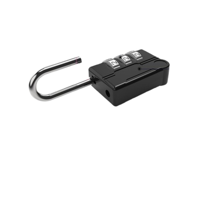 Set de 3 lacate clasice, combinatie 3 cifre, rezistente la umiditate, negre, multifunctionale