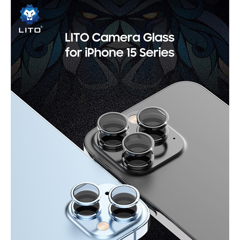Husa Protectie Compatibila cu S+ Camera Glass Protector, Lito, iPhone 15 Pro / iPhone 15 Pro Max - Black Titanium