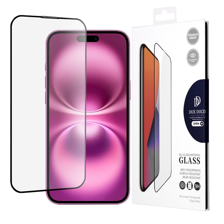 Glass shield Display pentru iPhone 16 Plus, V56, Protective glass, Deep Dark