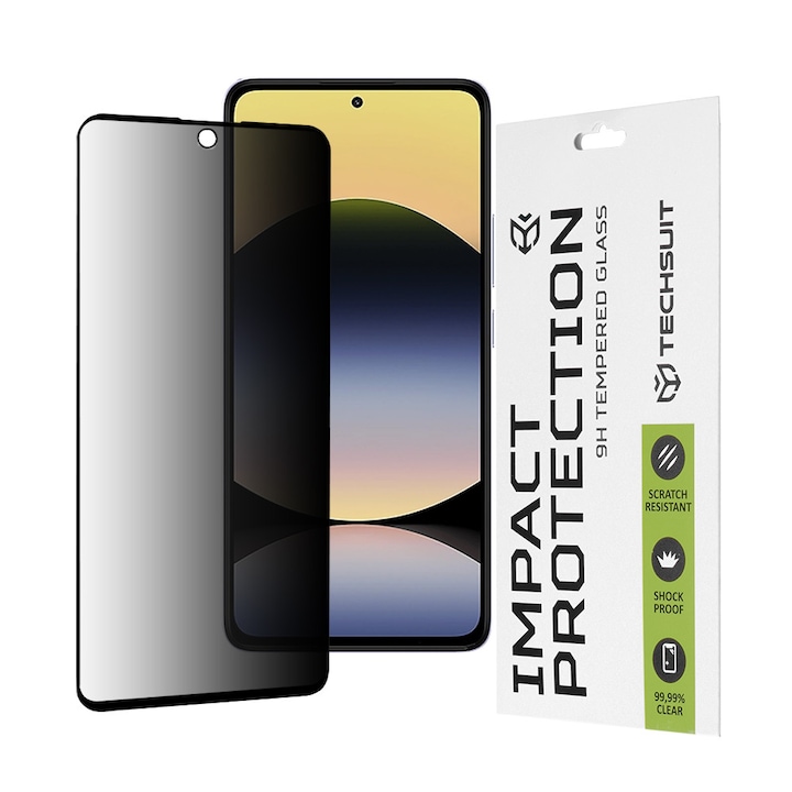 Xiaomi Redmi Note 14 4G / Redmi Note 14 5G képernyővédő fólia - Techsuit 111D Privacy Full Glue - fekete