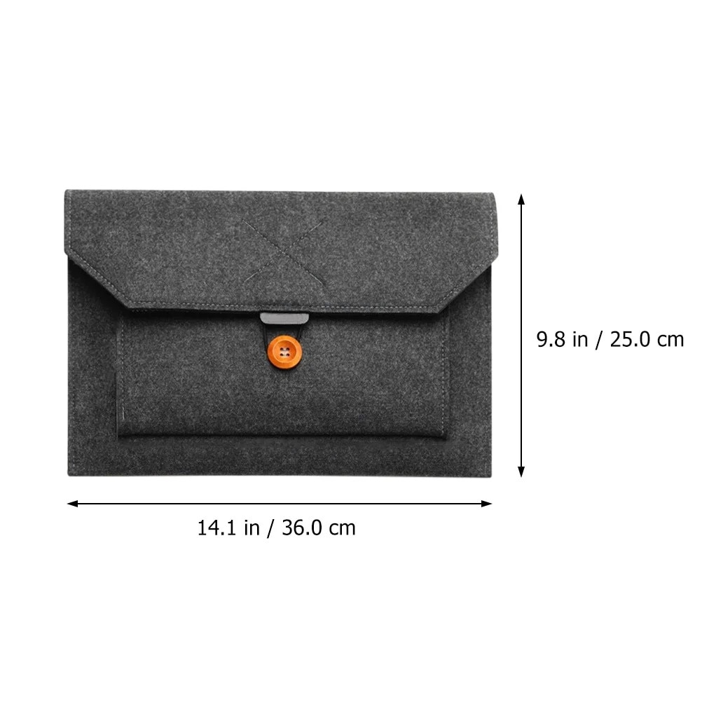 ZYBLSSBB, husa pentru laptop din fetru cu buzunar frontal si inchidere cu buton, negru, 13 inch