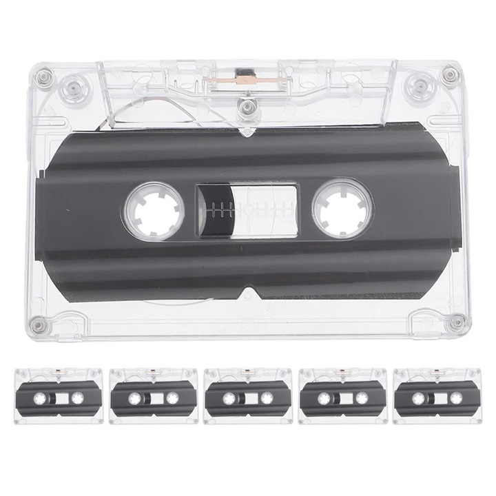 Set 6 casete audio goale 30 minute transparent 10x6.5x1.3cm