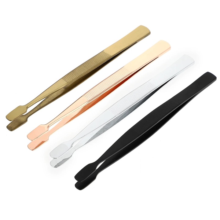 Penseta pentru timbre din otel inoxidabil, 11x0.5x0.1cm, set 4 bucati