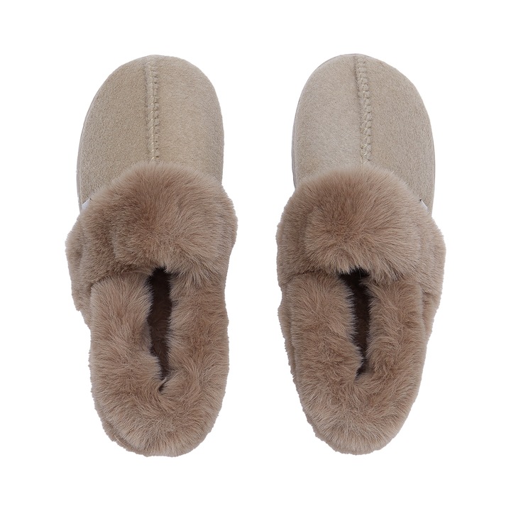Papuci de casa Jaylee - Bej, Bej, 37