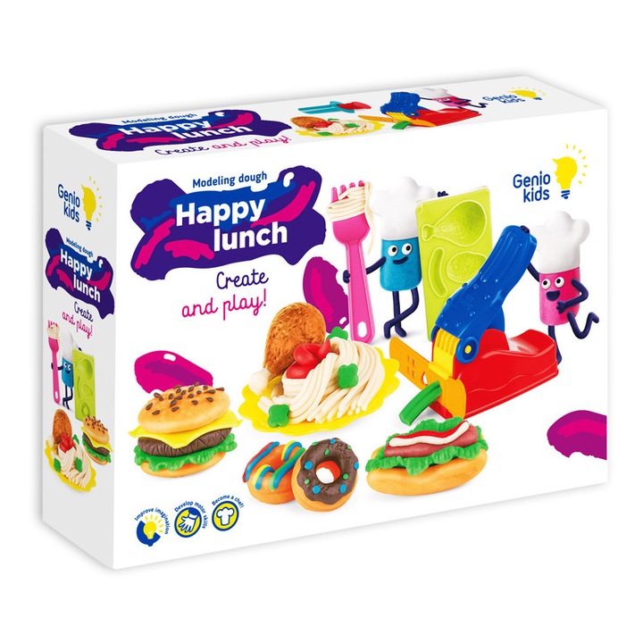 Комплект пластилин Genio Kids, за моделиране, креативен 450гр, Happy lunch