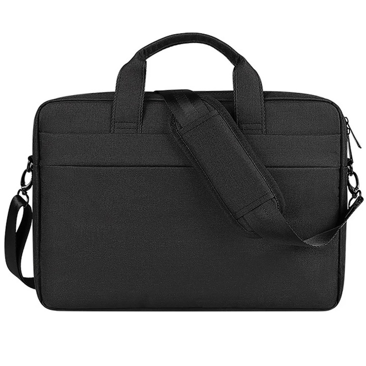 YANYXR, geanta laptop din nylon captusita cu curea de umar, banda pentru trolley si buzunare multiple, BCS3230628, negru, 13.3 inch