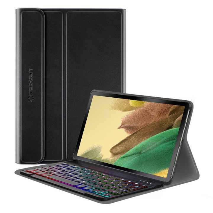 Védőtok billentyűzettel Samsung Galaxy Tab A7 Lite, A51, Silicon Flex, Deep Dark készülékekhez