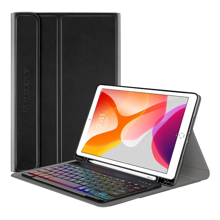Védőtok billentyűzettel iPad 10.2 2019/2020/2021, A57, Silicon Flex, Deep Dark