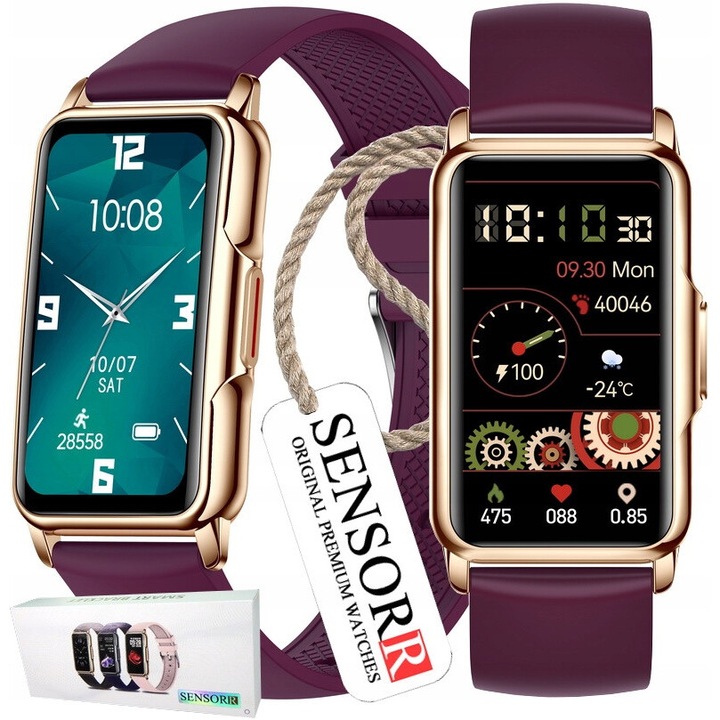Smartwatch SENSORR, 1.47 inch, ecran tactil, metalic, rezistent la apa IP68, curea siliconica