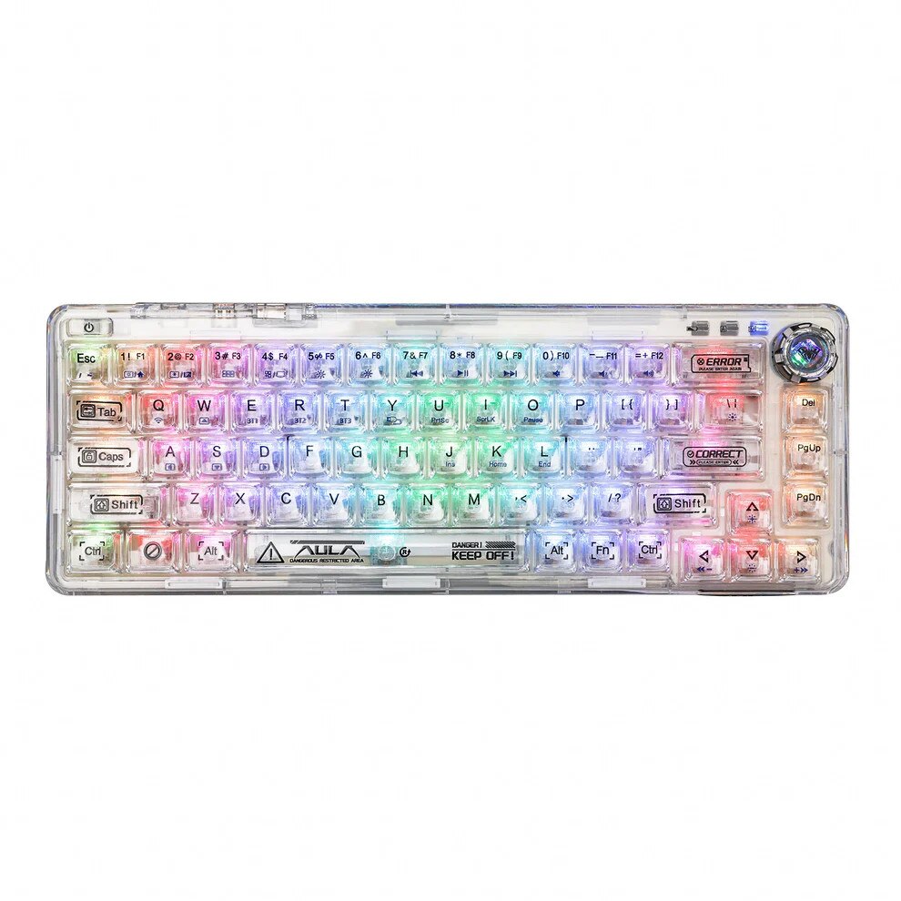 F68 Tastatura Mecanica Gaming, Aula F68 White Transparent, Hotswap RGB ...