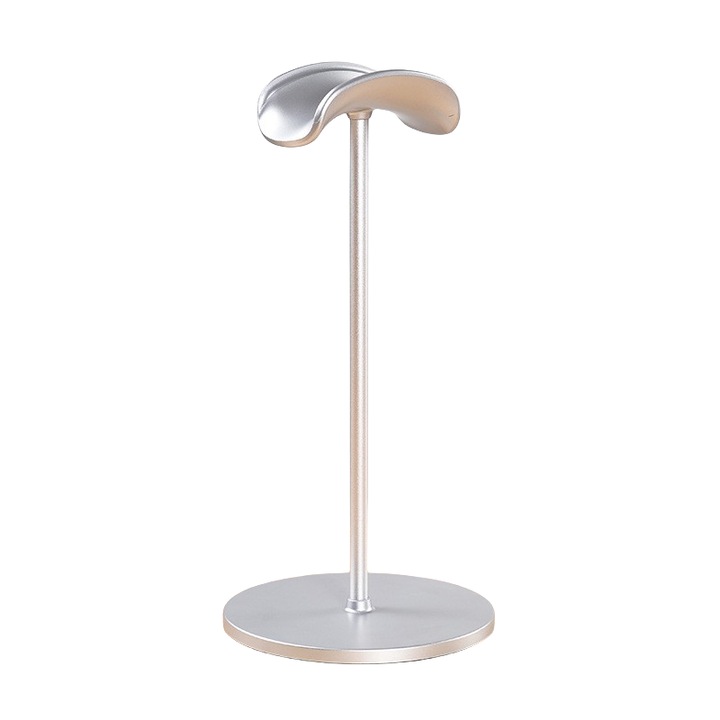 Fém fejhallgató állvány, kivehető, ergonomikus, kompakt és hordozható, ezüst