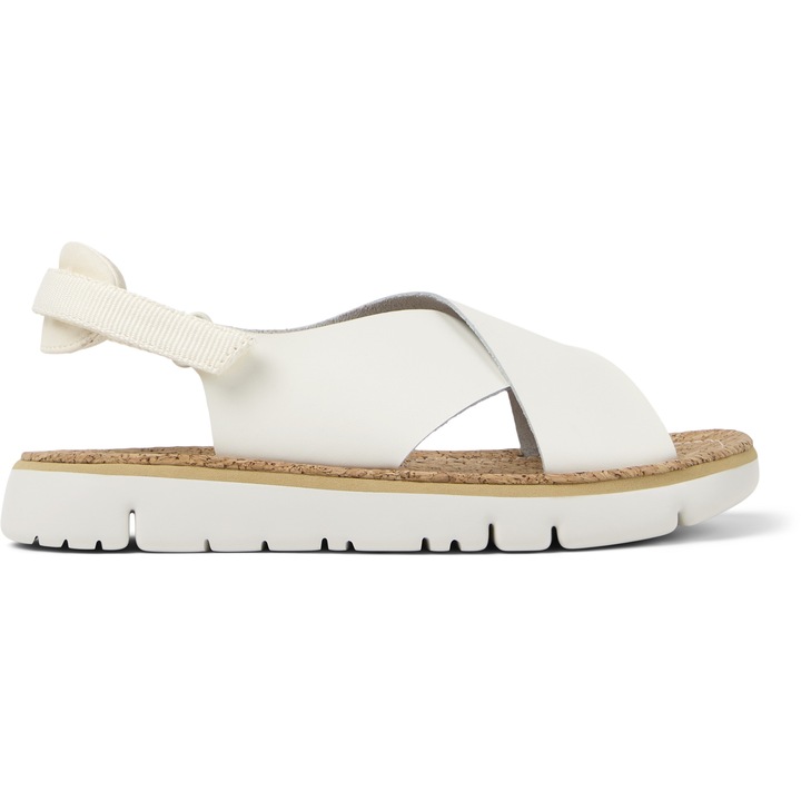 Camper, Sandale de piele cu insertii textile Oruga, Alb