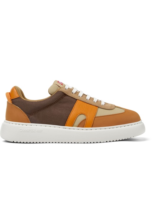 Camper, Pantofi sport cu insertii din piele intoarsa Runner K21, Maro, Bej, 36