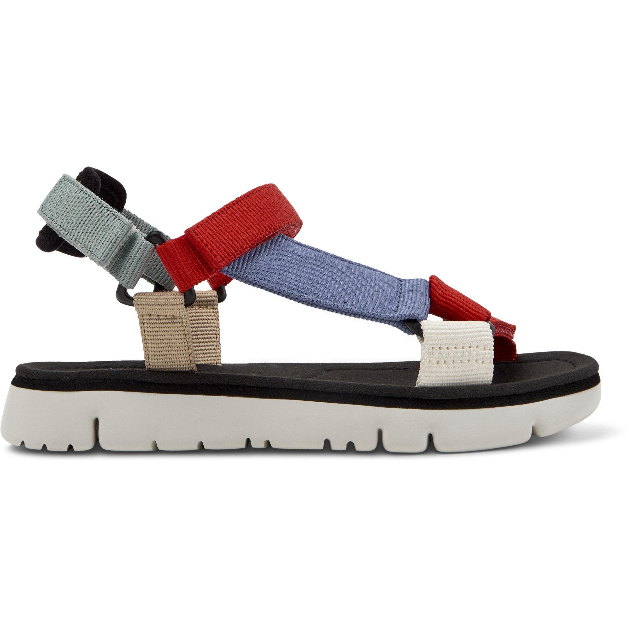 Camper, Sandale cu velcro si talpa plata, Rosu, 38