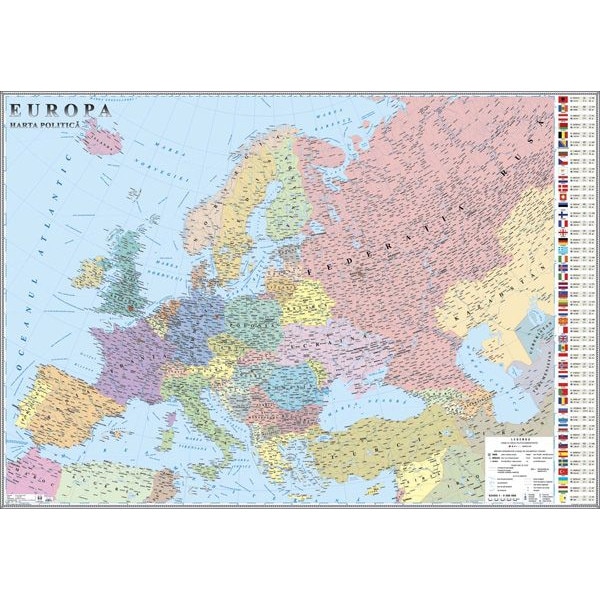 Europa. Harta politica, EURODIDACTICA, fara sipci, 1000 x 700 mm