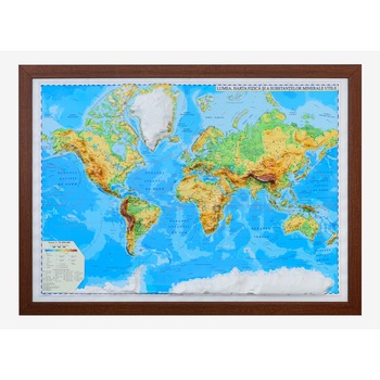 Harta fizica si a substantelor minerale utile, EURODIDACTICA, proiectie 3D, 1000 x 700 mm Harta fizica si a substantelor minerale utile, EURODIDACTICA, proiectie 3D, 1000 x 700 mm