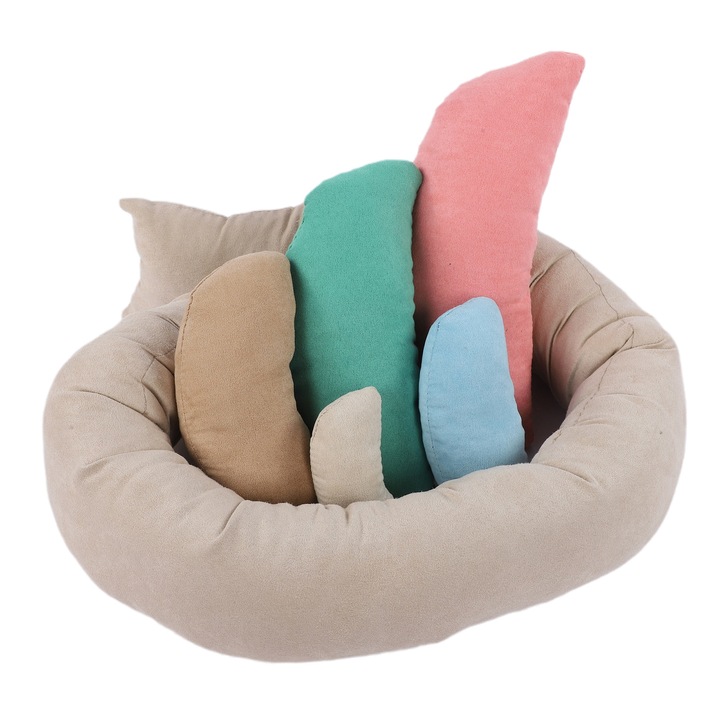Set perne fotografie pentru bebelusi, Enforose, 1 perna lunga si 5 perne mici, material textil, 1-3 luni