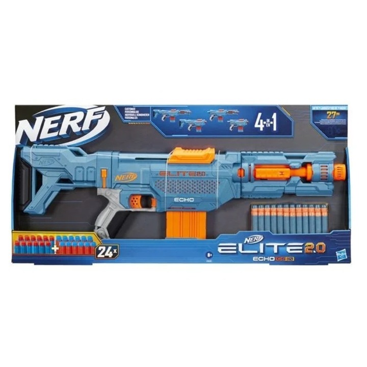 Lansator Blaster Nerf Elite 2.0 Echo CS 10, Welora, include 24 sageti, 69x6.5x32cm, albastru-portocaliu