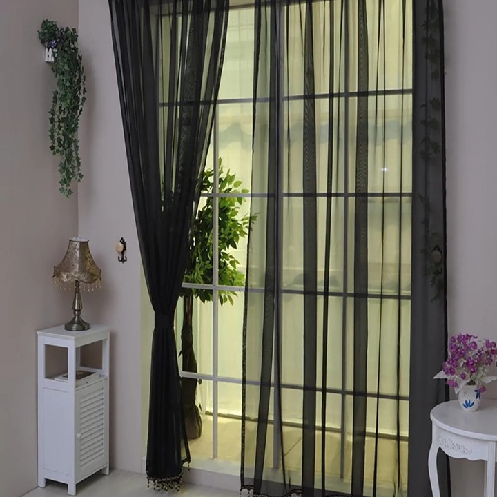 Draperie YANYXR voal negru 200x80cm voal transparent