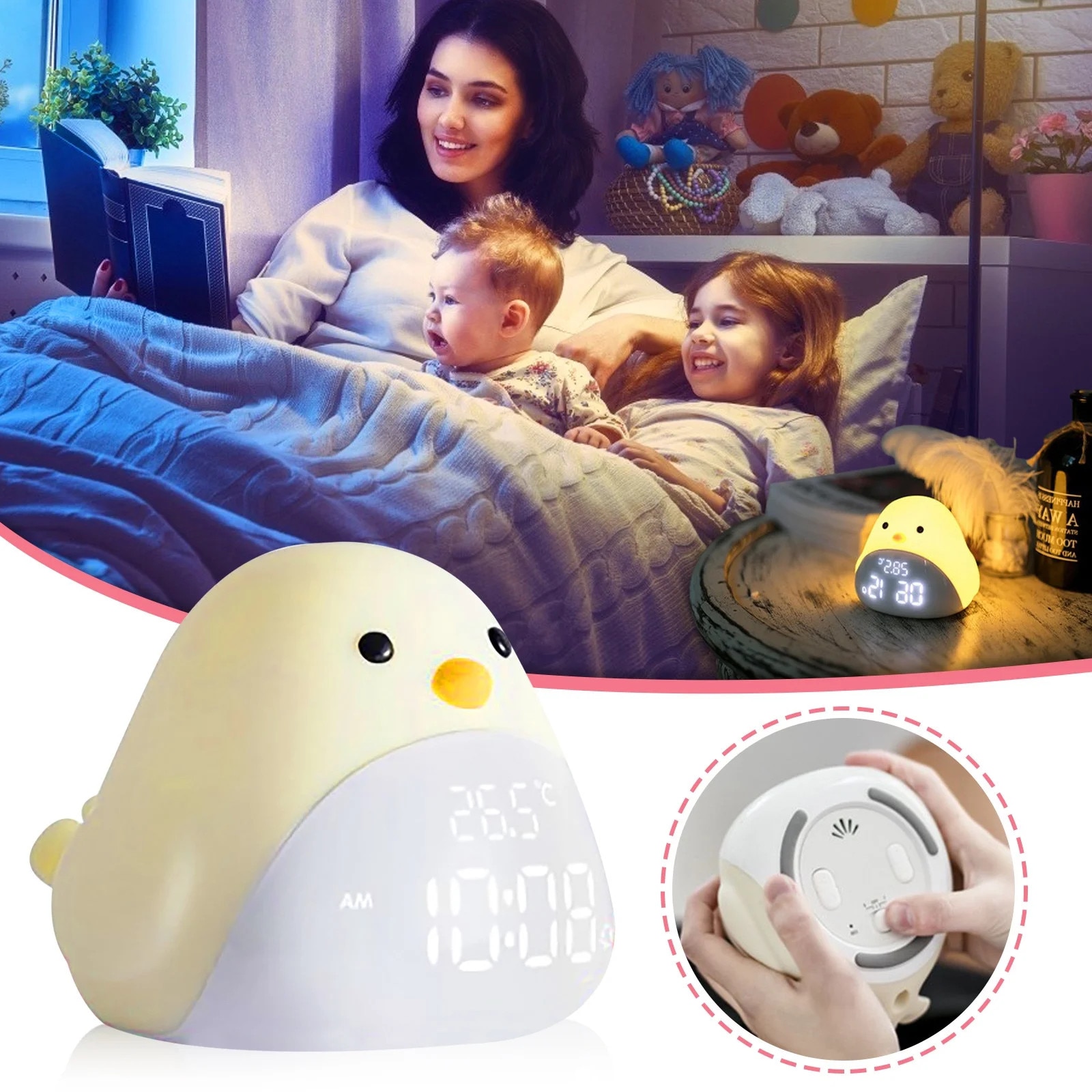 Ceas decorativ alarma Lazy Time, LED, lumina de noapte, multicolor