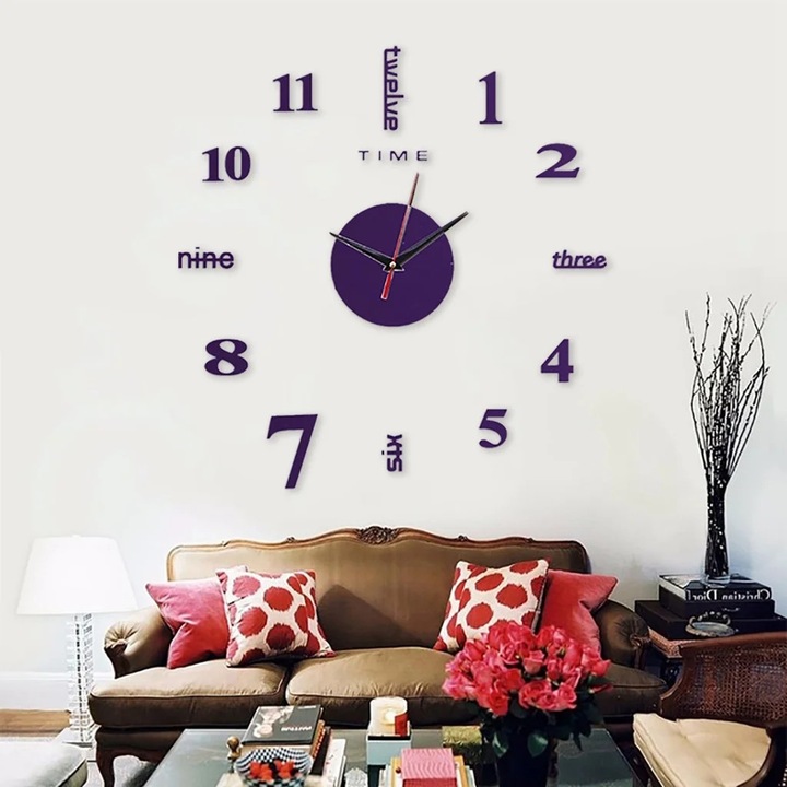 YANYXR DIY falióra, 3D, tükör, lila, 50x50cm