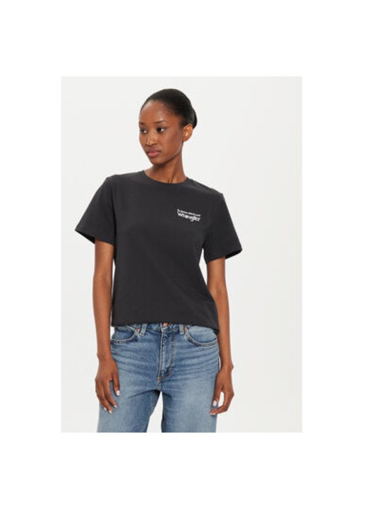 Női póló, Wrangler, 304596384, Pamut, Fekete, Fekete