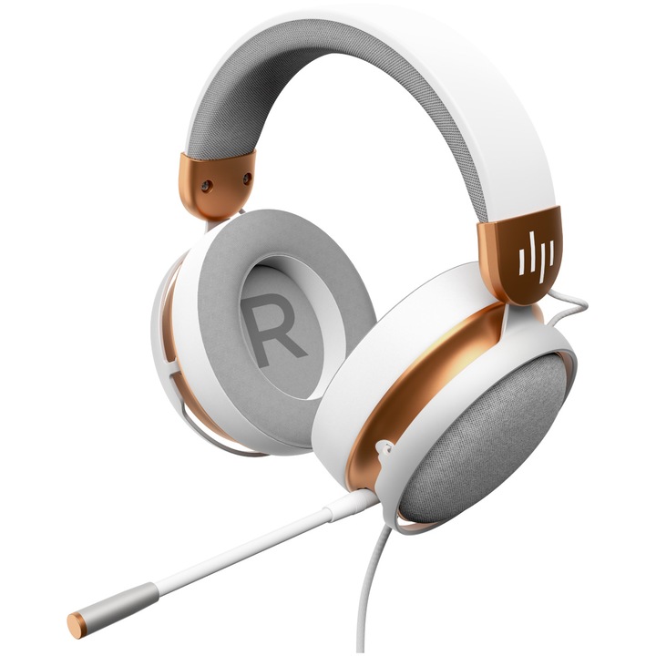 Геймърски слушалки Dark Project Sono, 53 мм високоговорители, мултиплатформени, подвижен микрофон, 3,5 мм жак, бели