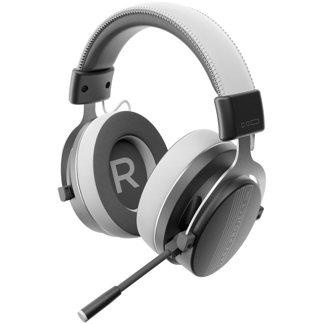 Casti Gaming Dark Project Vexo Wireless, difuzoare 50mm, multiplatforma, conectivitate 2.4 Ghz / BT 5.3 / jack 3.5mm, 4 moduri EQ incorporate, autonomie pana la 18h, Gri