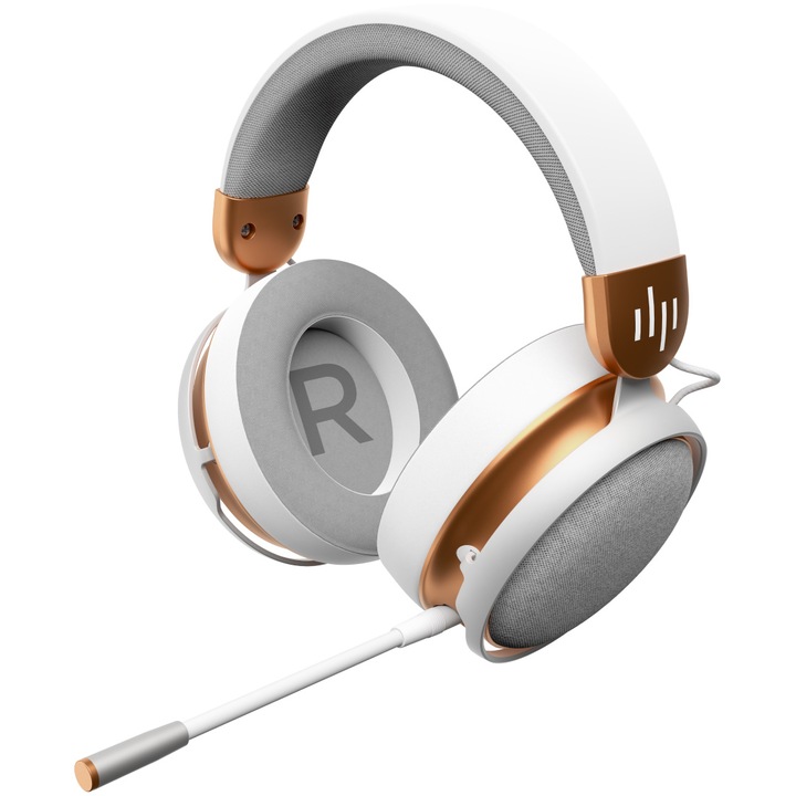 Casti Gaming Dark Project Sono Wireless, difuzoare 53mm, multiplatforma, microfon detasabil, conectivitate 2.4 Ghz / BT 5.3, 4 moduri EQ incorporate, autonomie pana la 25h, Alb