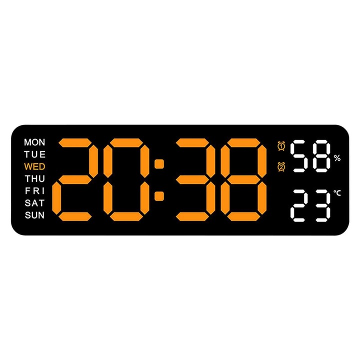 Ceas digital YANYXR multifunctional LED alarma temperatura umiditate 12x7cm