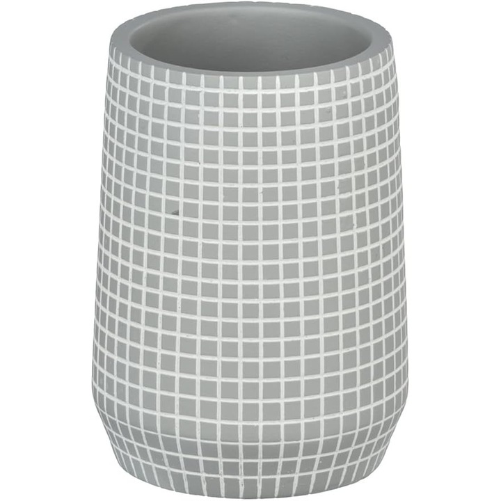 Pahar periute de dinti, Wenko, Ohrid, 11x7.5x7.5 cm, Polirasina, Gri