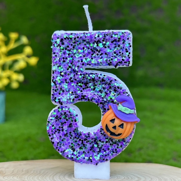 Lumanari cifre Halloween YANYXR, 3D dovleci, 7x4cm, set 2 bucati