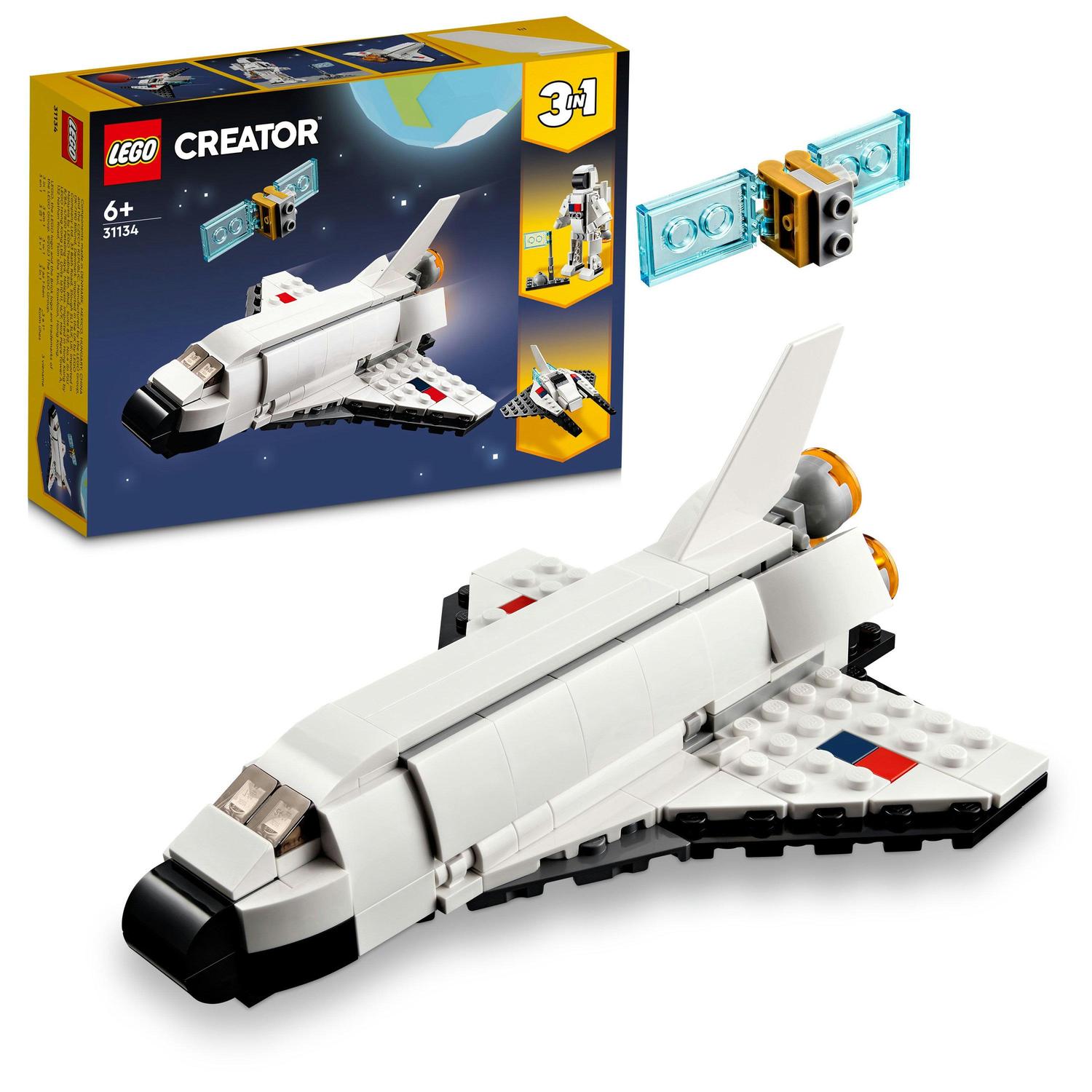 Set de constructie LEGO® Creator 3 in 1 - Naveta spatiala 31134, 144 piese, Jucarii Copii de 6+ ani, Jocuri Educative pentru Baieti si Fete, Cadou pentru Baietii Pasionati de Jocur
