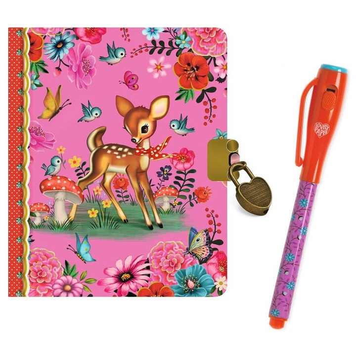 Set mini jurnal Fiona cu pix magnetic, DJECO, 11x14cm, multicolor