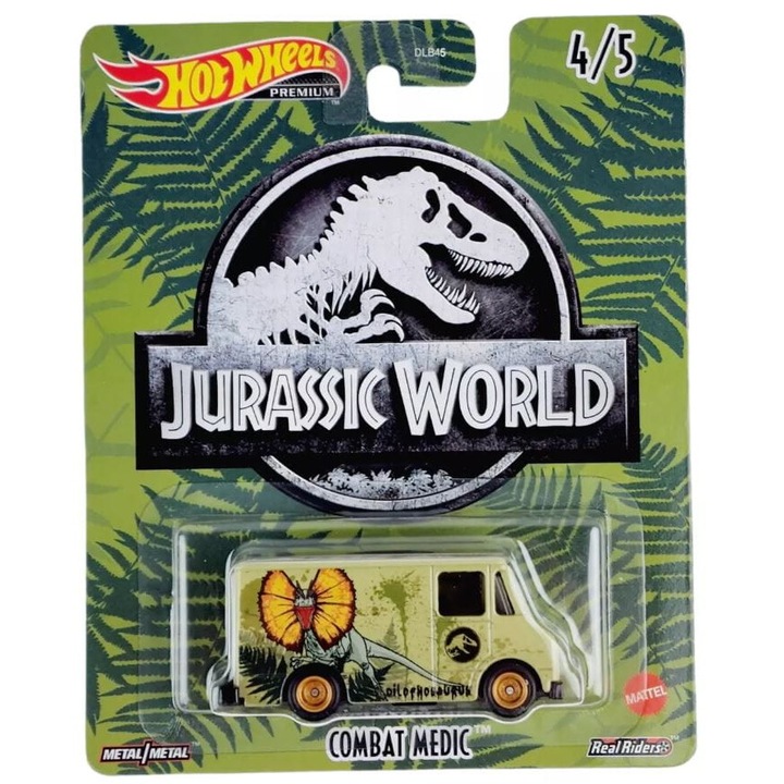 Masinuta Hot Wheels, Jurassic World, Combat Medic, 7-8 cm, pentru copii de la 3 ani