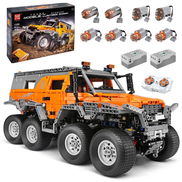 Avtoros Shaman 8x8 Brick RC autó – 2578 alkatrész, intelligens alkalmazás, felfüggesztés, teljes motorozás, 1:8 méretarány, 8 év feletti