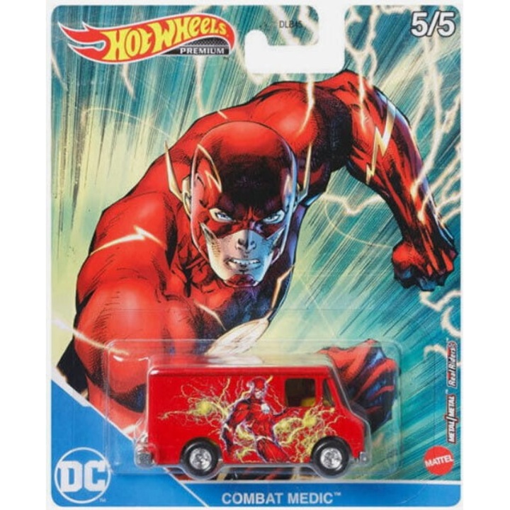 Masinuta Mattel, Hot Wheels, DC Combat Medic, rosu, 7cm