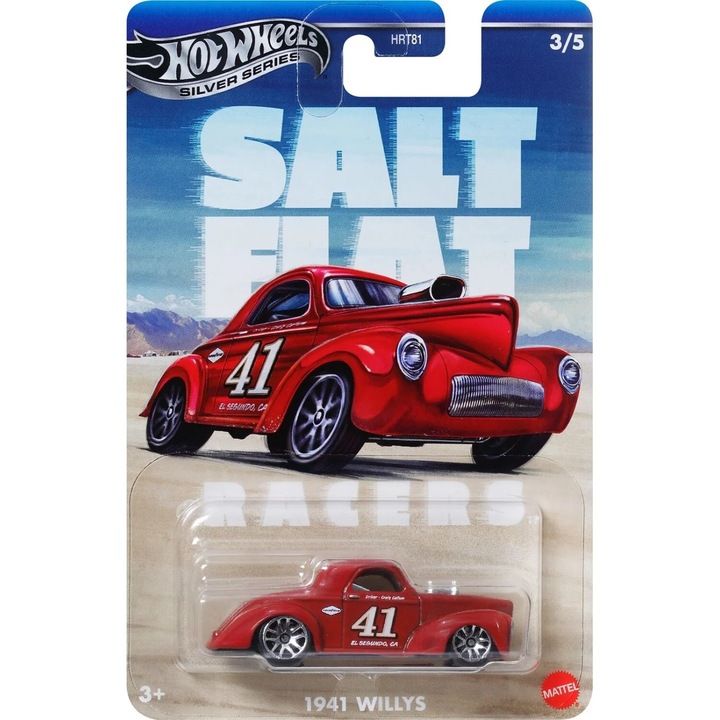 Количка Hot Wheels, 1941 Willys, Silver Series, червена, 7 см, за деца над 3 години