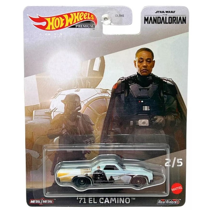 Hot Wheels fém kisautó - '71 EL Camino Star Wars Mandalorian, kék-fekete, 17x13,5x3,5cm