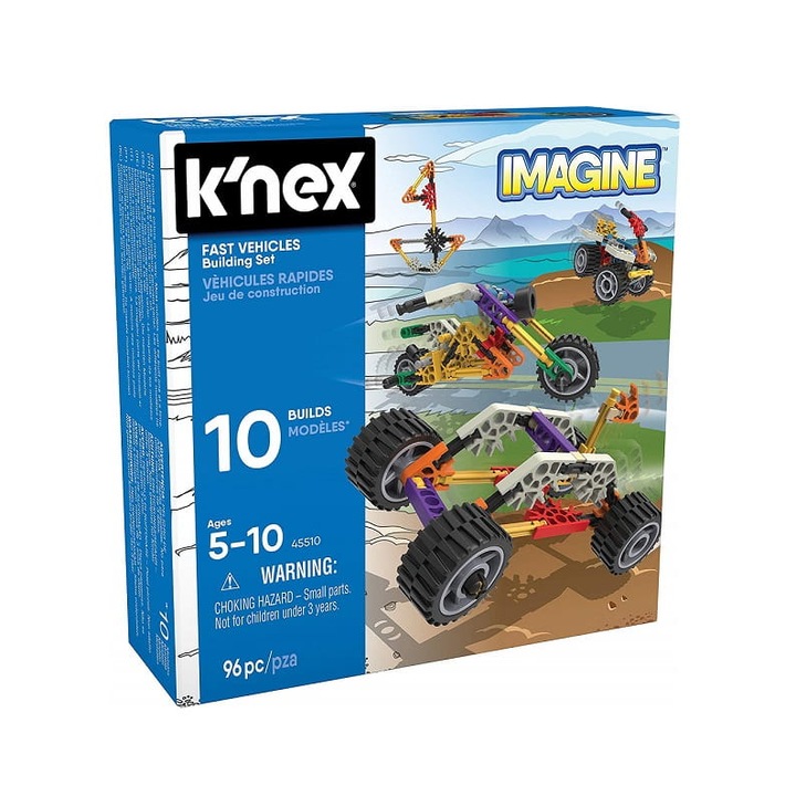 Set de constructie K'NEX, 10 modele, 96 elemente, multicolor