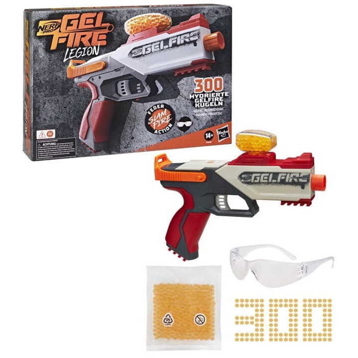 Pistol NERF, Hasbro, Gelfire Legion, 300 bile