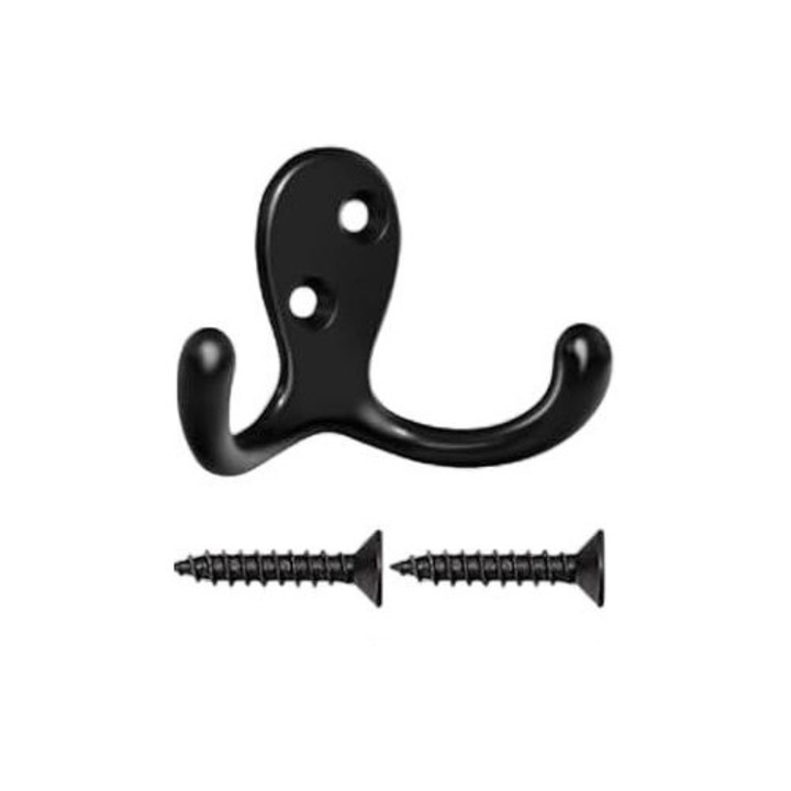 Set 5 cuiere duble, TREXORA, Aliaj de zinc, Cu suruburi, Negru