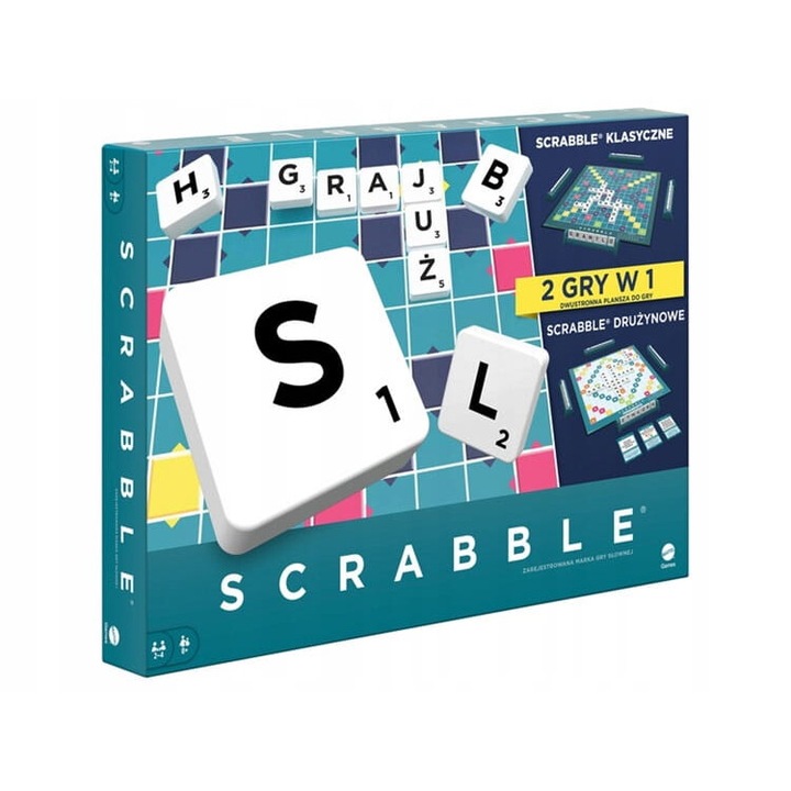 Joc de societate Scrabble, Mattel, noua editie, 2-4 jucatori, 37x27x4cm