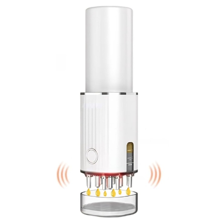 Aplicator Ulei Multifunctional, Regenerare Par, 3 in 1, Electric, Masaj Scalp, Terapie Lumina Rosie 660nm, Functie EMS, Microcurent, Rola de Masaj pentru Cresterea Parului, Functie de dozare, Capacitate 70ml, Portabil