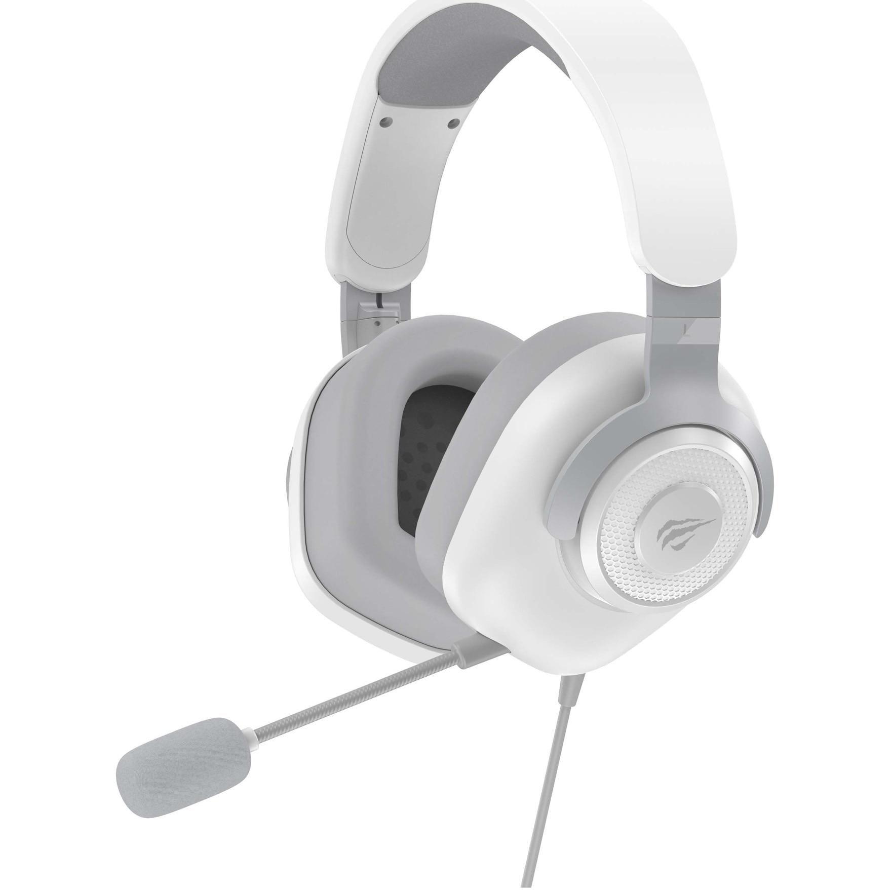 Casti gaming cu microfon HAVIT H2230d, sunet surround, difuzoare 50mm, control volum, microfon detasabil, multiplatforma, conectare prin jack 3.5mm, Alb