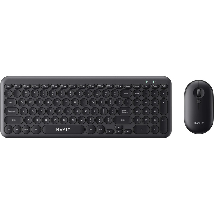 Комплект офис клавиатура и мишка HAVIT KB254GCM, Wireless 2.4 GHz, US layout, Черен